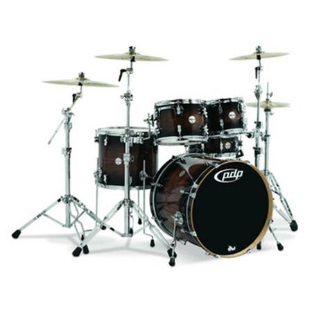 PDP Concept Exotic, Wallnut-Charcoal Burst, Chrome Hardware Kit Drums, 5 Piece PDCMX2215WC